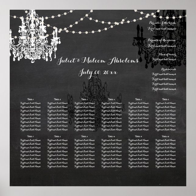 Póster Tablero/chadeliers de PixDezines/tabla de asientos (Frente)