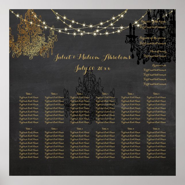 Póster Tablero/chadeliers de PixDezines/tabla de asientos (Frente)