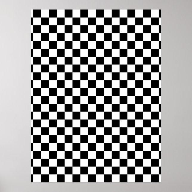 Póster Tablero de ajedrez negro y blanco (Frente)