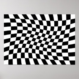Póster Tablero de ajedrez retorcido abstracto