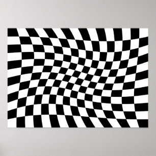 Póster Tablero de ajedrez retorcido abstracto