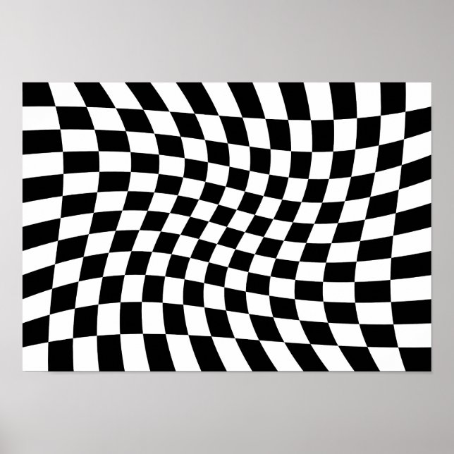 Póster Tablero de ajedrez retorcido abstracto (Frente)