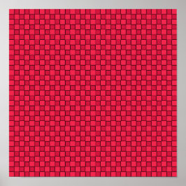 Póster Tablero de ajedrez rojo negro