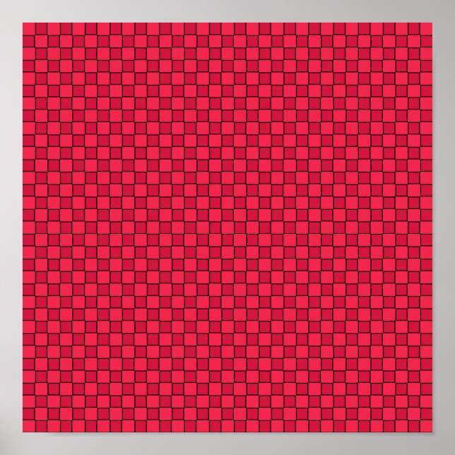 Póster Tablero de ajedrez rojo negro (Frente)
