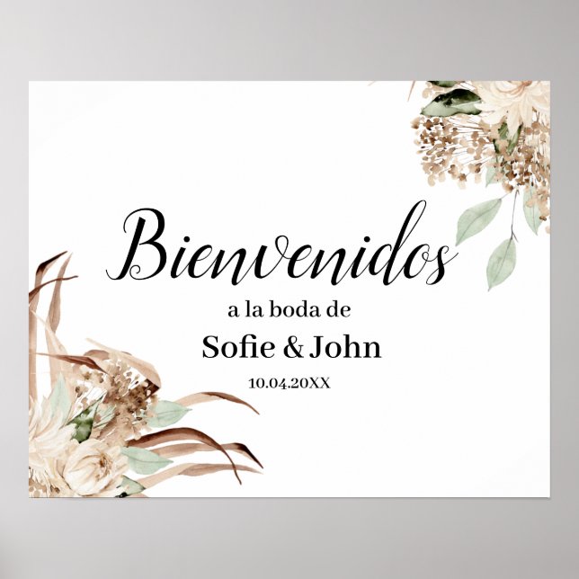 Póster Tablero de bienvenida boda en español (Frente)