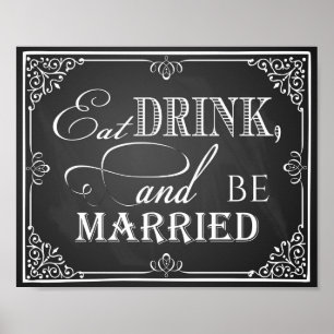 Póster Tablero de boda "Come y bebe y cásate