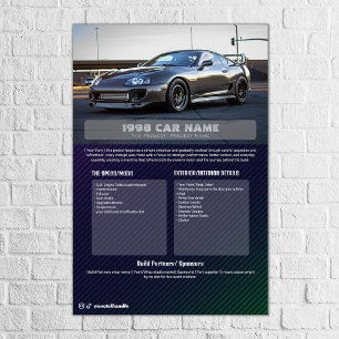 Póster Tablero de especificaciones de exhibición de autos