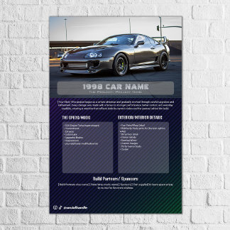Póster Tablero de especificaciones de exhibición de autos