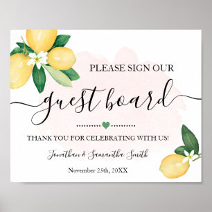 Póster Tablero de Invitados de Boda Sign Our Guest Recept