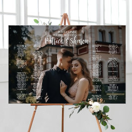 Póster tablero de la gráfica de asiento del boda con foto