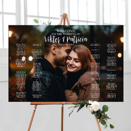 Póster tablero de la gráfica de asiento del boda con foto