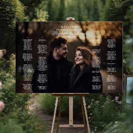 Póster tablero de la gráfica de asiento del boda con foto