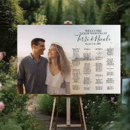 Póster tablero de la gráfica de asiento del boda con foto