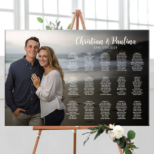 Póster tablero de la gráfica de asiento del boda con foto
