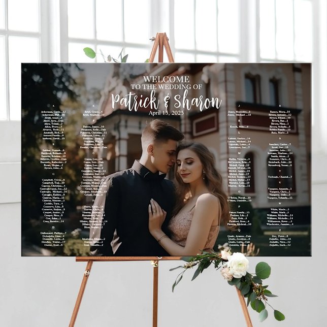 Póster tablero de la gráfica de asiento del boda con foto (Subido por el creador)