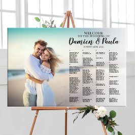 Póster tablero de la gráfica de asiento del boda con foto