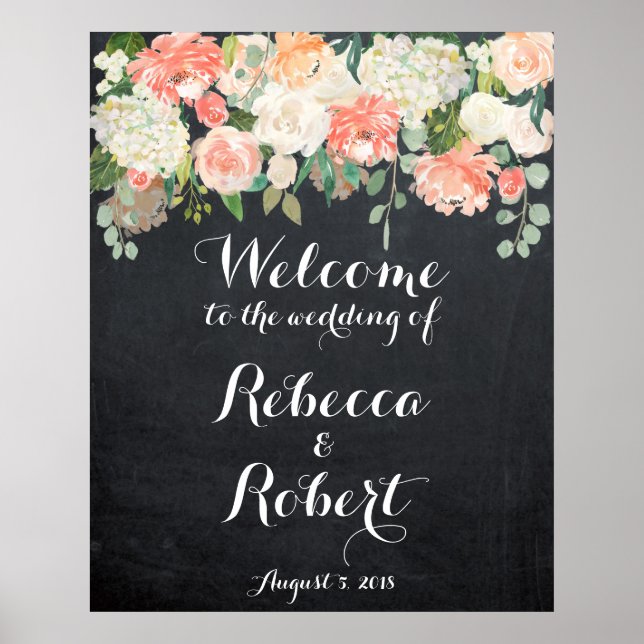 Póster Tablero de marfil de boda de bienvenida (Frente)