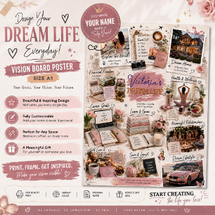 Póster Tablero de Metas de Vida de Sueño Personalizado
