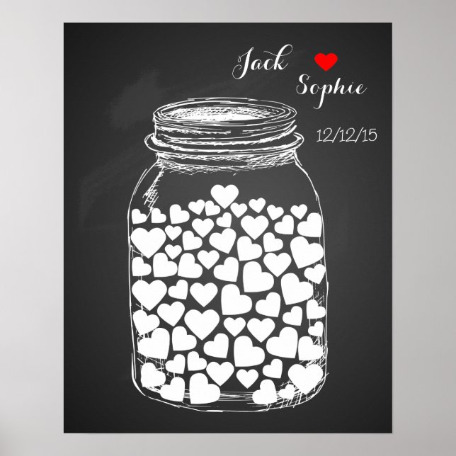 Póster Tablero de pizarra de boda alternativo (Frente)