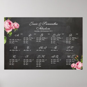 Póster Tablero de pizarra de PixDezines + rosas vintage/t