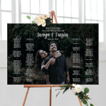 Tablero de plan de asientos de boda con foto