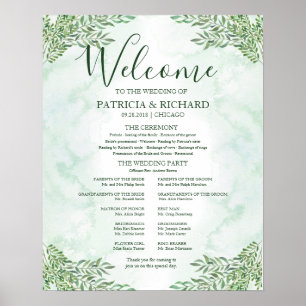 Póster Tablero de Programa de Ceremonia de Boda con Veget