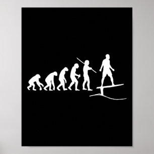 Póster Tablero de surf divertido para evolucionar olas de