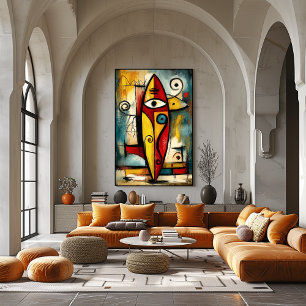 Póster Tablero de Surf Expresionista Abstracto – Moderno 