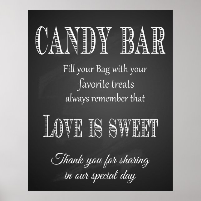Póster Tablero de tiza para bodas de Candy Bar - pizarra (Frente)