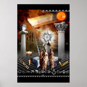 Póster Tablero de trazado masónico