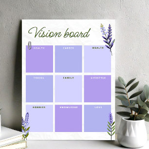 Póster Tablero de Visión Lavanda   Hoja de Trabajo del Pl