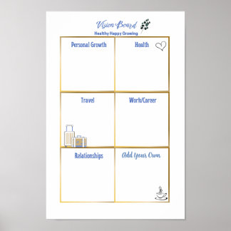 Póster Tablero de Visión Saludable Feliz Creciente