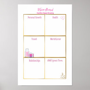Póster Tablero de Visión Saludable Feliz Inspirador 