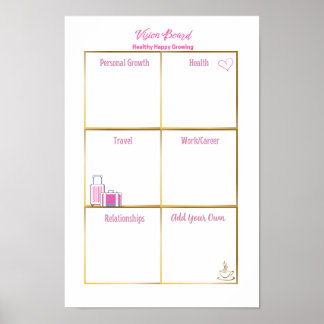Póster Tablero de Visión Saludable Feliz Inspirador