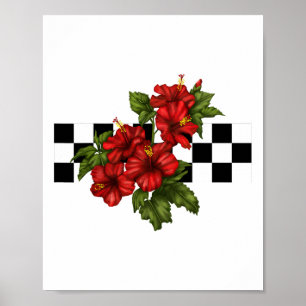 Póster Tablero hawaiano tropical hibiscus