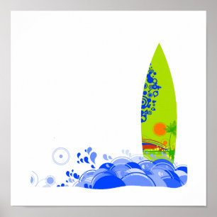 Póster Tablero verde en las ondas