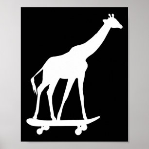 Póster Tablón de skate de jirafa 