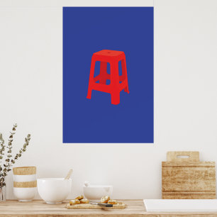 Póster Taburete de plástico rojo Imprimir