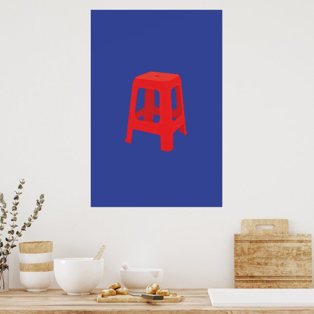 Póster Taburete de plástico rojo Imprimir  (Cocina)