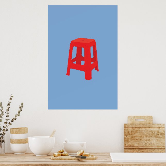 Póster Taburete de plástico rojo Imprimir  (Cocina)