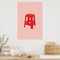 Taburete de plástico rojo Imprimir