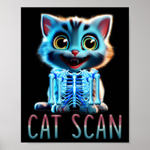 Póster TAC Cat Scan Halloween Gato Radiografía Pun Meme R
