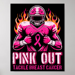 Póster Tackle fuera rosa el cáncer de mama fútbol conscie