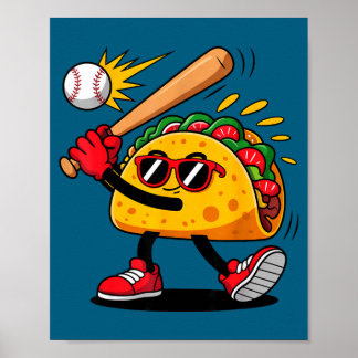 Póster Taco baseball mexican cinco de mayo men kids 