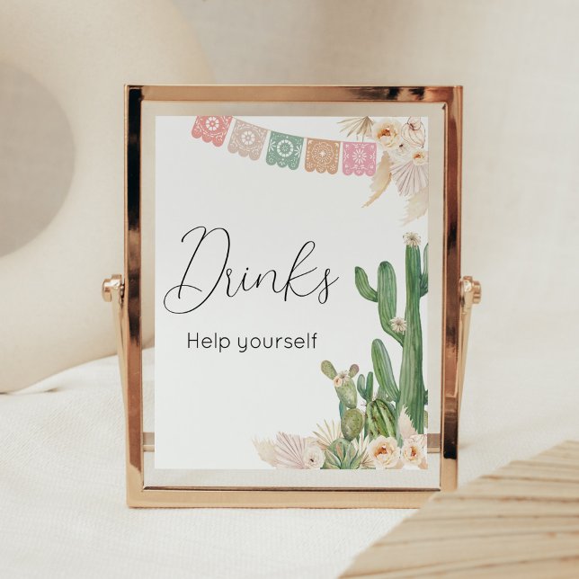 Póster Taco Bout A Baby Baby Shower Bebe (Boho Fiesta Baby Shower Drinks Sign)