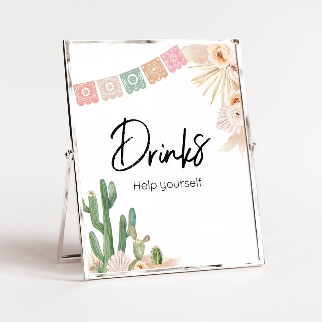 Póster Taco Bout A Baby Boho Baby Shower Bebe (Cactus Baby Shower Drinks Sign)