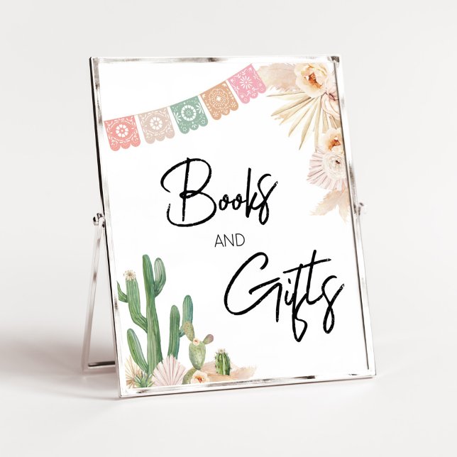 Póster Taco Bout A Baby Boho Baby Shower Libros y Regalos (Cactus Baby Shower Books and Gifts Sign)