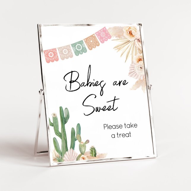 Póster Taco Bout A Baby Boho Baby Shower Los bebés son du (Cactus Baby Shower Babies are Sweet Sign)
