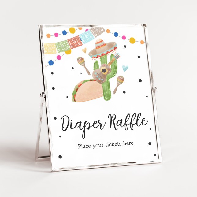 Póster Taco Bout A Baby Cactus Diaper Raffle (Fiesta Cactus Baby Shower Diaper Raffle Sign)