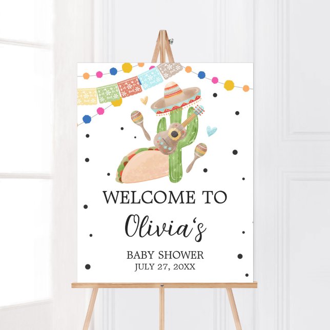 Póster Taco Bout A Baby Cactus Welcome (Fiesta Cactus Baby Shower Welcome Sign)